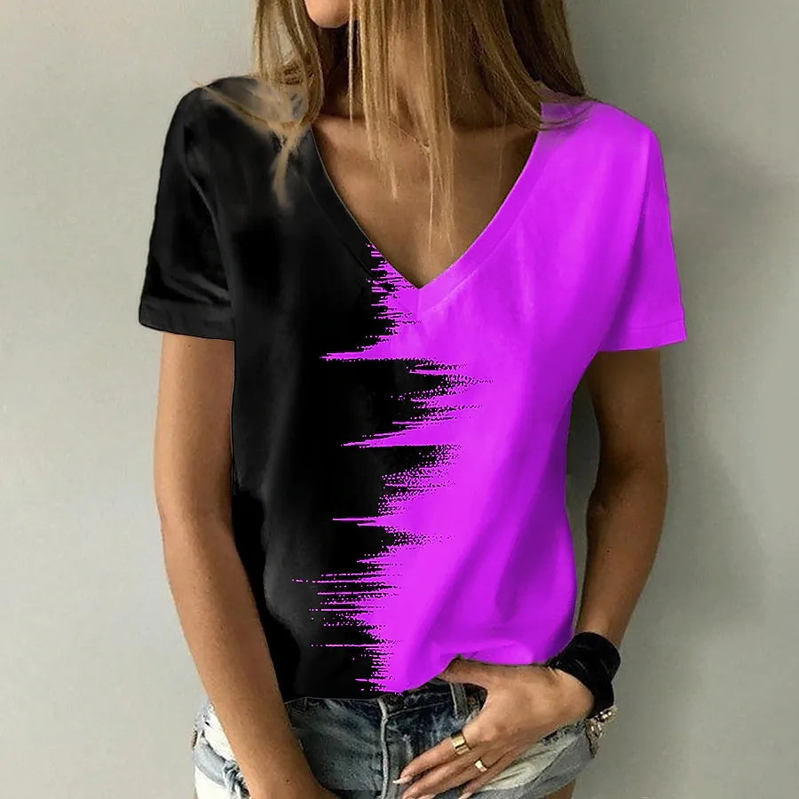 JuliaFashion-Oversized Abstract 3D Print Tee