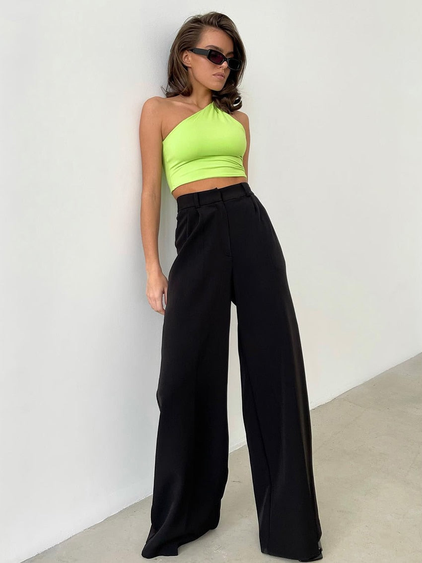 JuliaFashion-All-Match Pleated Casual Palazzo Pants