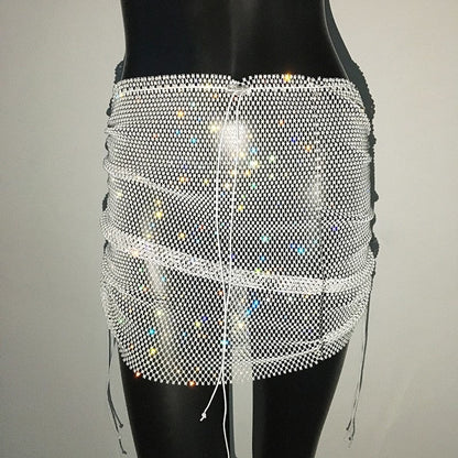 JuliaFashion-Festival Rhinestone Sequin Mini Skirt