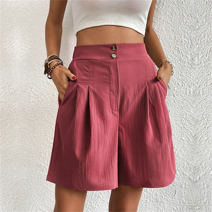 JuliaFashion - 2024 Slim Buttoned Solid Casual Short Shorts