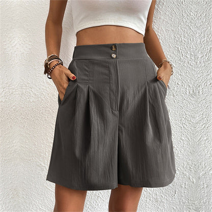 JuliaFashion - 2024 Slim Buttoned Solid Casual Short Shorts