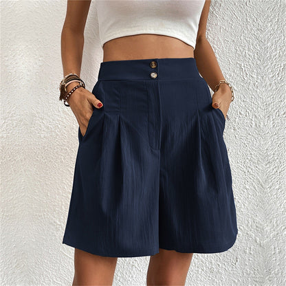 JuliaFashion - 2024 Slim Buttoned Solid Casual Short Shorts