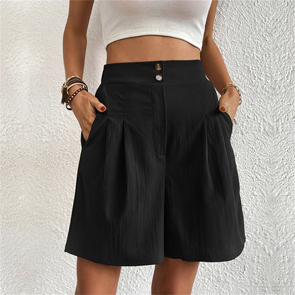 JuliaFashion - 2024 Slim Buttoned Solid Casual Short Shorts