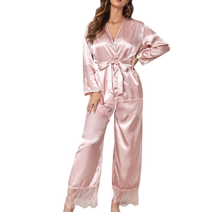 JuliaFashion - 2024 Three Piece Silk Satin Pajamas Set