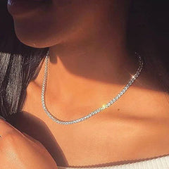 JuliaFashion-Iced Out Tennis CZ Choker Necklace