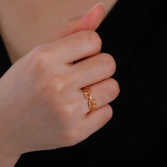 JuliaFashion-Geometric Gold Color Stainless Steel Ring