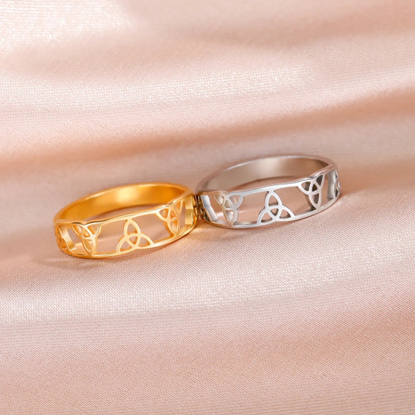 JuliaFashion - 2024 Trinity Triquetra Talisman Gold Ring