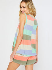 JuliaFashion-Plus Size Short Sleeve Pajamas Set