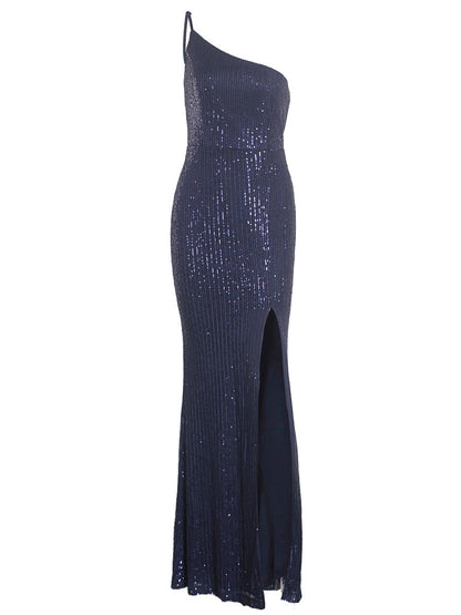 JuliaFashion - 2024 Slim One Shoulder Sequin Cocktail Dress