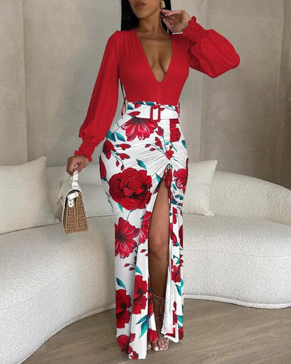 JuliaFashion - 2024 Sexy Irregularity Print Maxi Dress