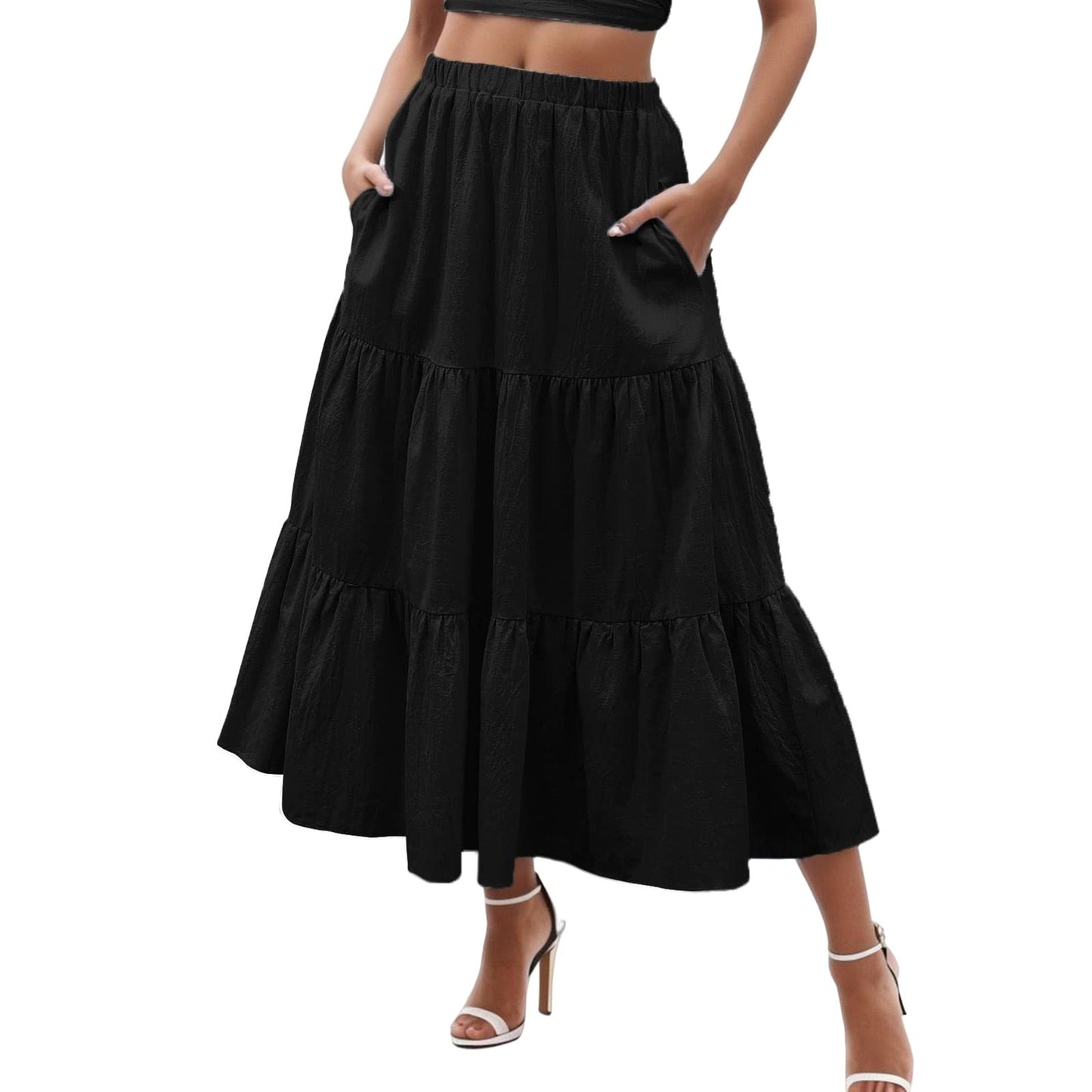 JuliaFashion-Chic Long Cake Pleated Skirt