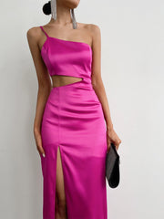 JuliaFashion-Elegant High Waist Tassel Cut Out Maxi Dress