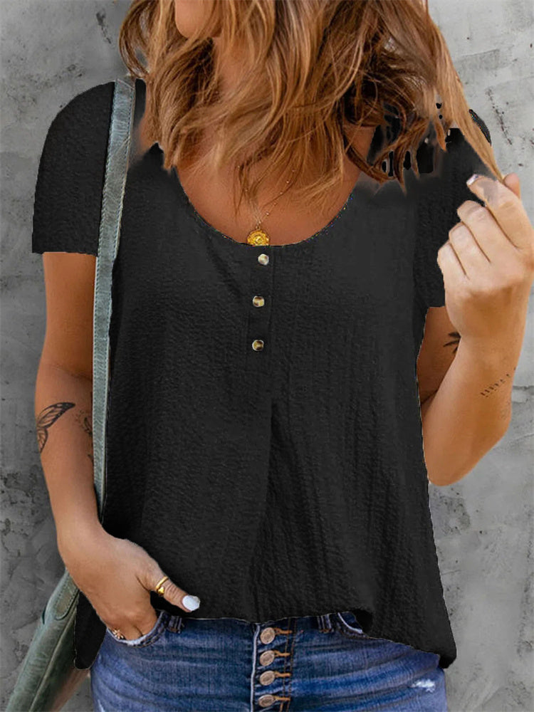 JuliaFashion - 2024 Summer Casual Solid Color Linen Cotton T-Shirt Blouse