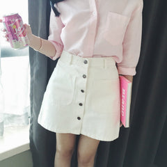 JuliaFashion - Simple All-match Korean Fashion Denim Skirt