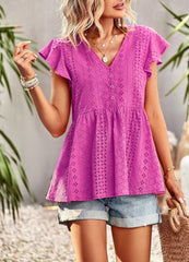 JuliaFashion - 2024 Sweet Mesh Lace Top Blouses