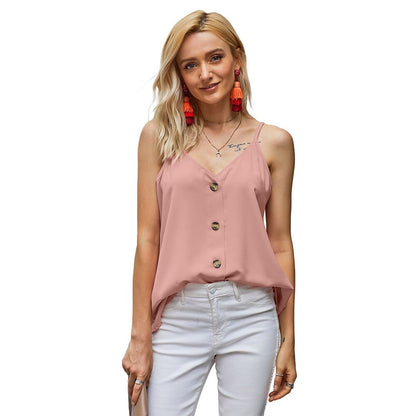 JuliaFashion - 2024Single Breasted V-Neck Sling Cami Tops