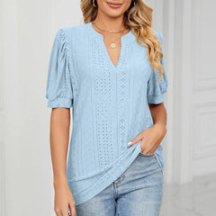 JuliaFashion-European Fashion Hollow-Out Tee