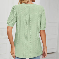 JuliaFashion-European Fashion Hollow-Out Tee