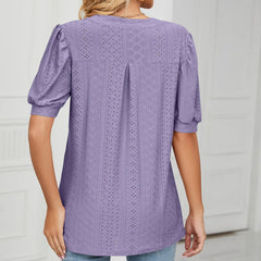 JuliaFashion-European Fashion Hollow-Out Tee