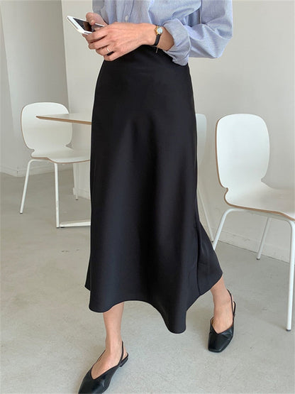 JuliaFashion-Casual Midi Silk Fashion Skirt