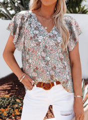 JuliaFashion - 2024 Women V-neck Printing Leisure Female Short Sleeves T-shirts