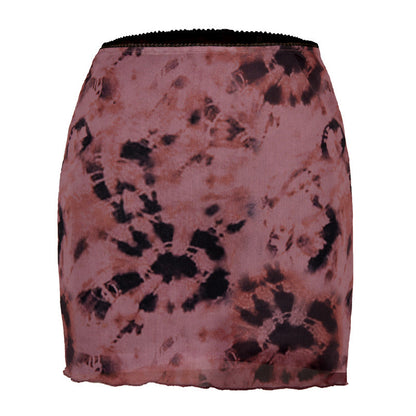 JuliaFashion - 2024 Women Casual Beach Floral/Leopard Printed Mesh Mini Skirt