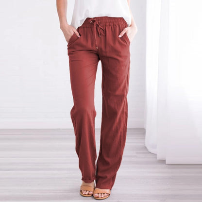 JuliaFashion-Loose Wide-Leg Pocket Ankle-length Length Trousers