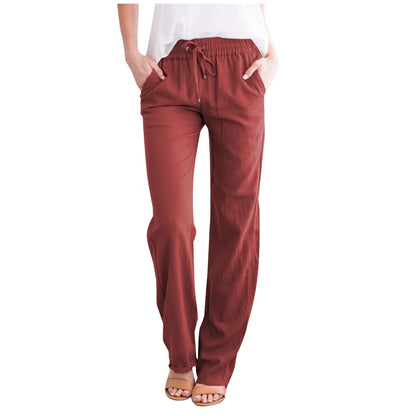 JuliaFashion-Loose Wide-Leg Pocket Ankle-length Length Trousers