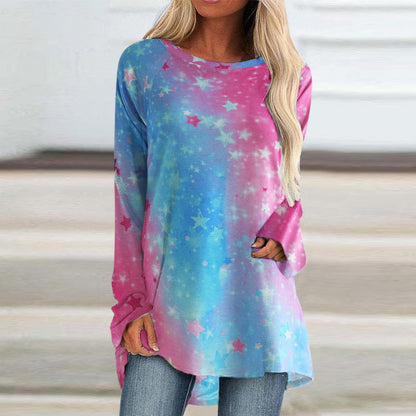 JuliaFashion - 2024 Women Long Sleeve Crew Neck Floral Printed T-Shirt Top