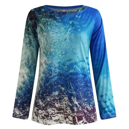 JuliaFashion - 2024 Women Long Sleeve Crew Neck Floral Printed T-Shirt Top