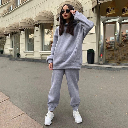 JuliaFashion - 2024 Two Piece Set Casual Fleece Tracksuit