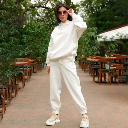 JuliaFashion - 2024 Two Piece Set Casual Fleece Tracksuit