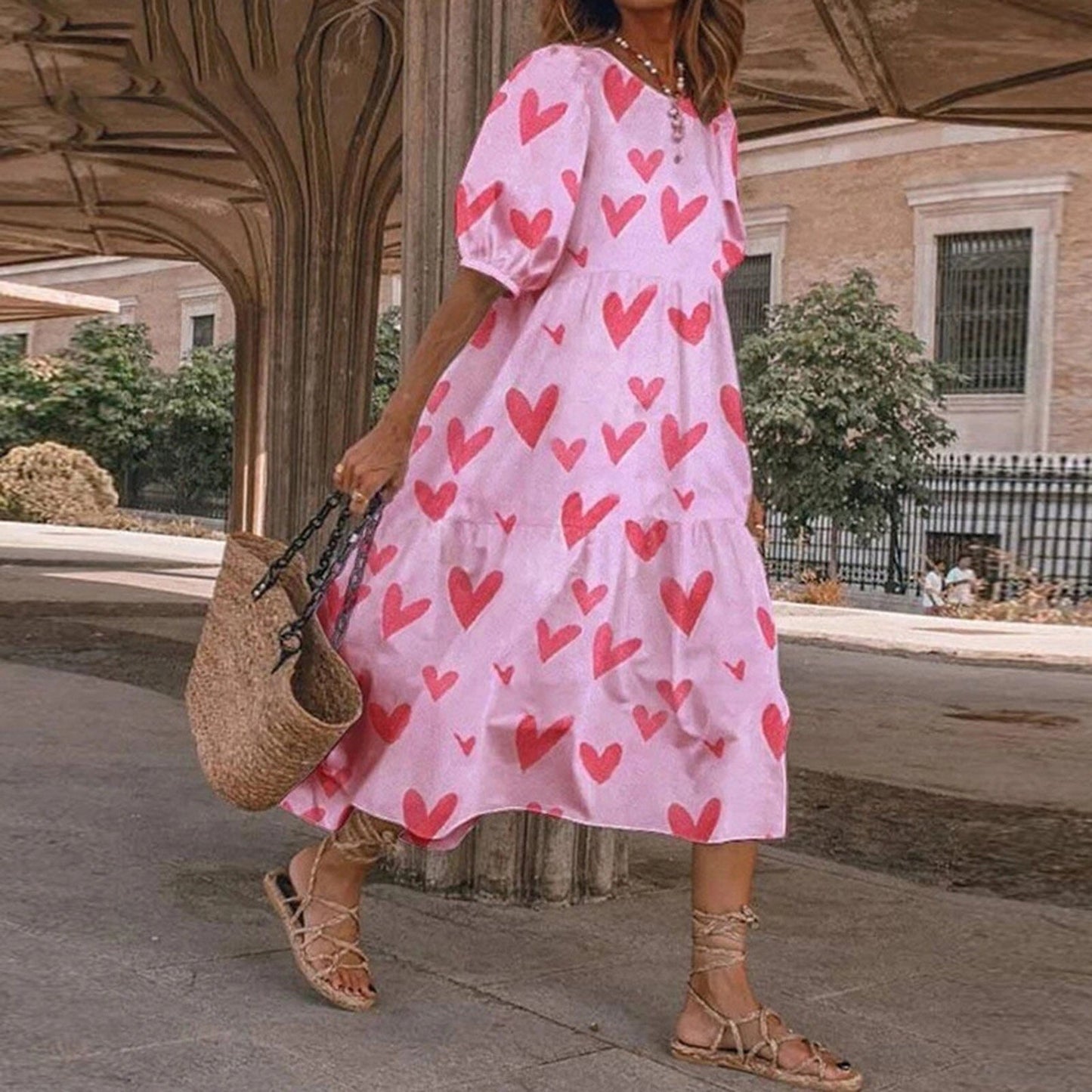 JuliaFashion - 2024 Vintage Square Collar Floral Boho Dress