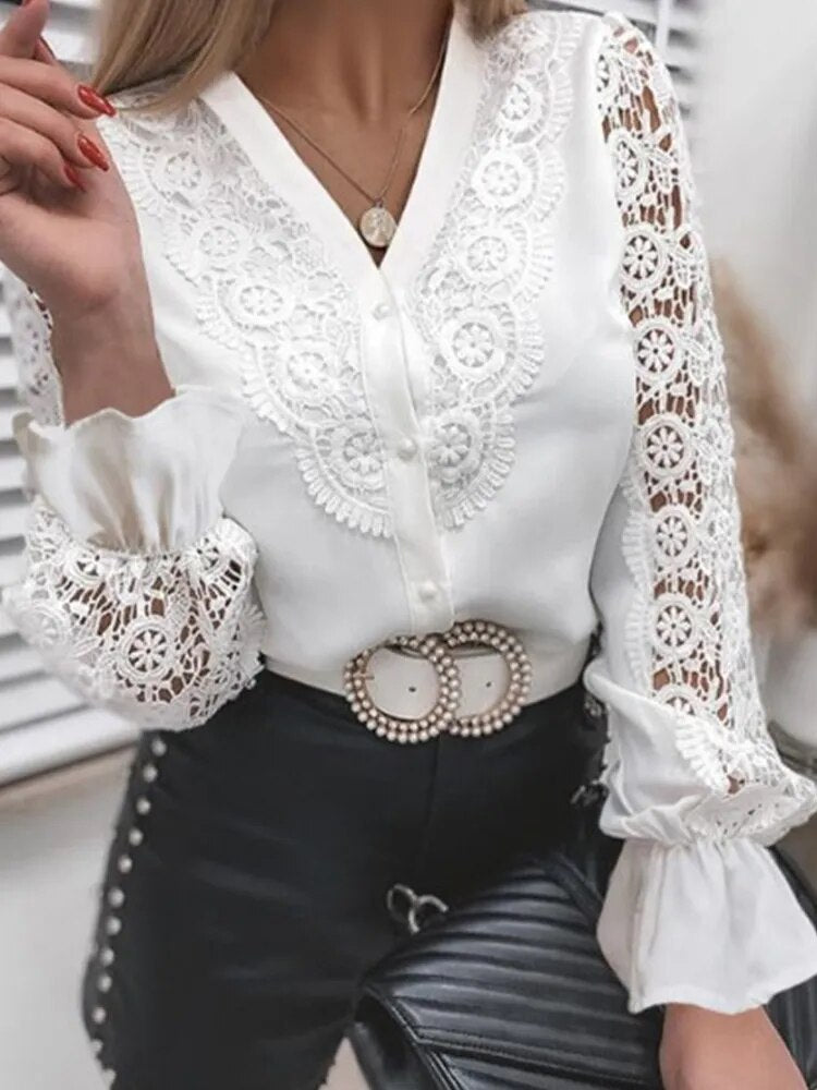 JuliaFashion - 2024 Sexy Hollow Out Long Sleeve Shirt