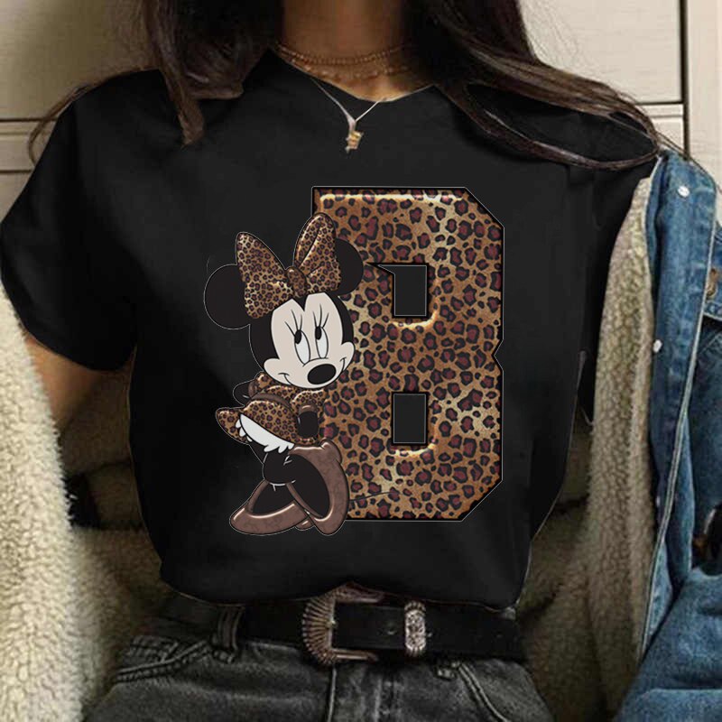 JuliaFashion - 2024 White Tshirts Minnie Mouse Font A B C D E F G Short Sleeve