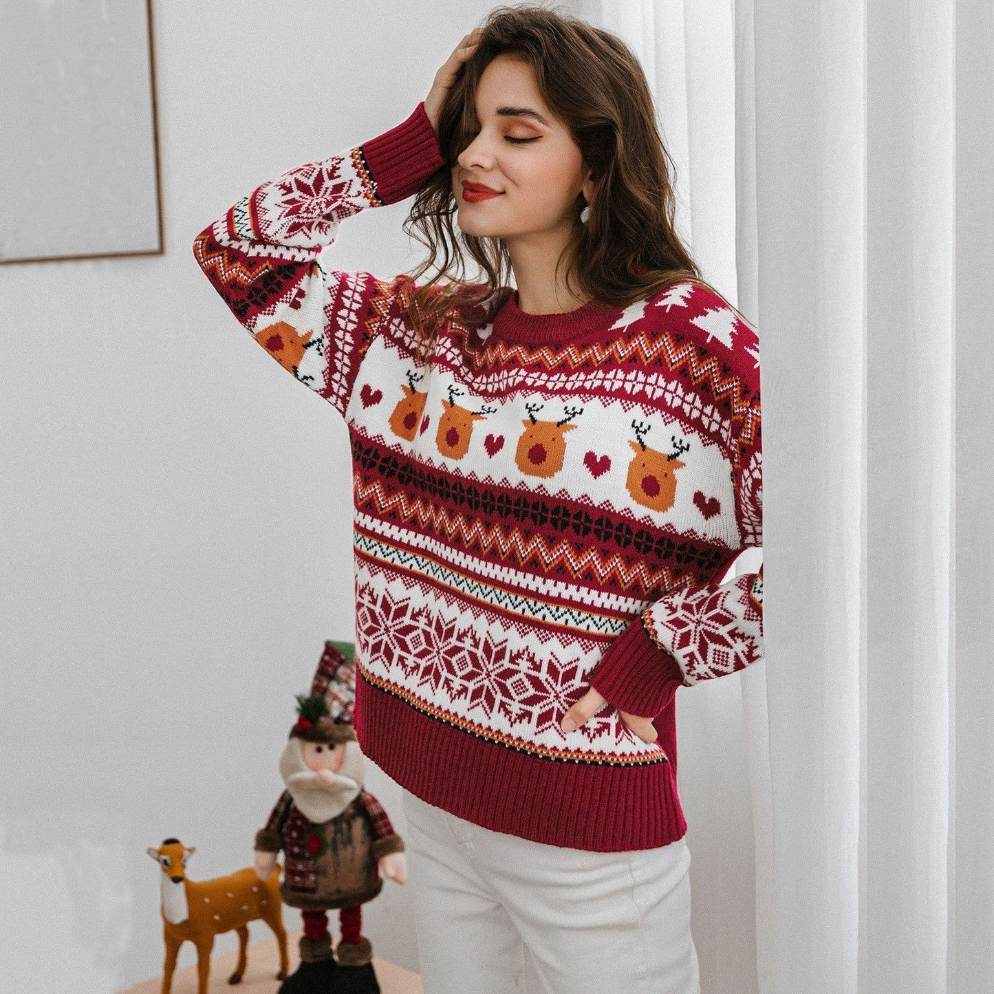 JuliaFashion-Christmas Winter Long Cardigans Women Button Front Sweater