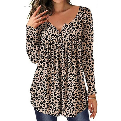 JuliaFashion-Floral Printed Knit Tunic Blouses