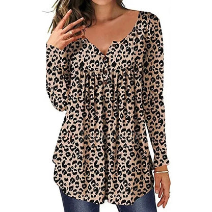 JuliaFashion-Floral Printed Knit Tunic Blouses