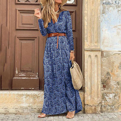 JuliaFashion - 2024 Women Bohemian Floral Print V-Neck Short Sleeve Dress