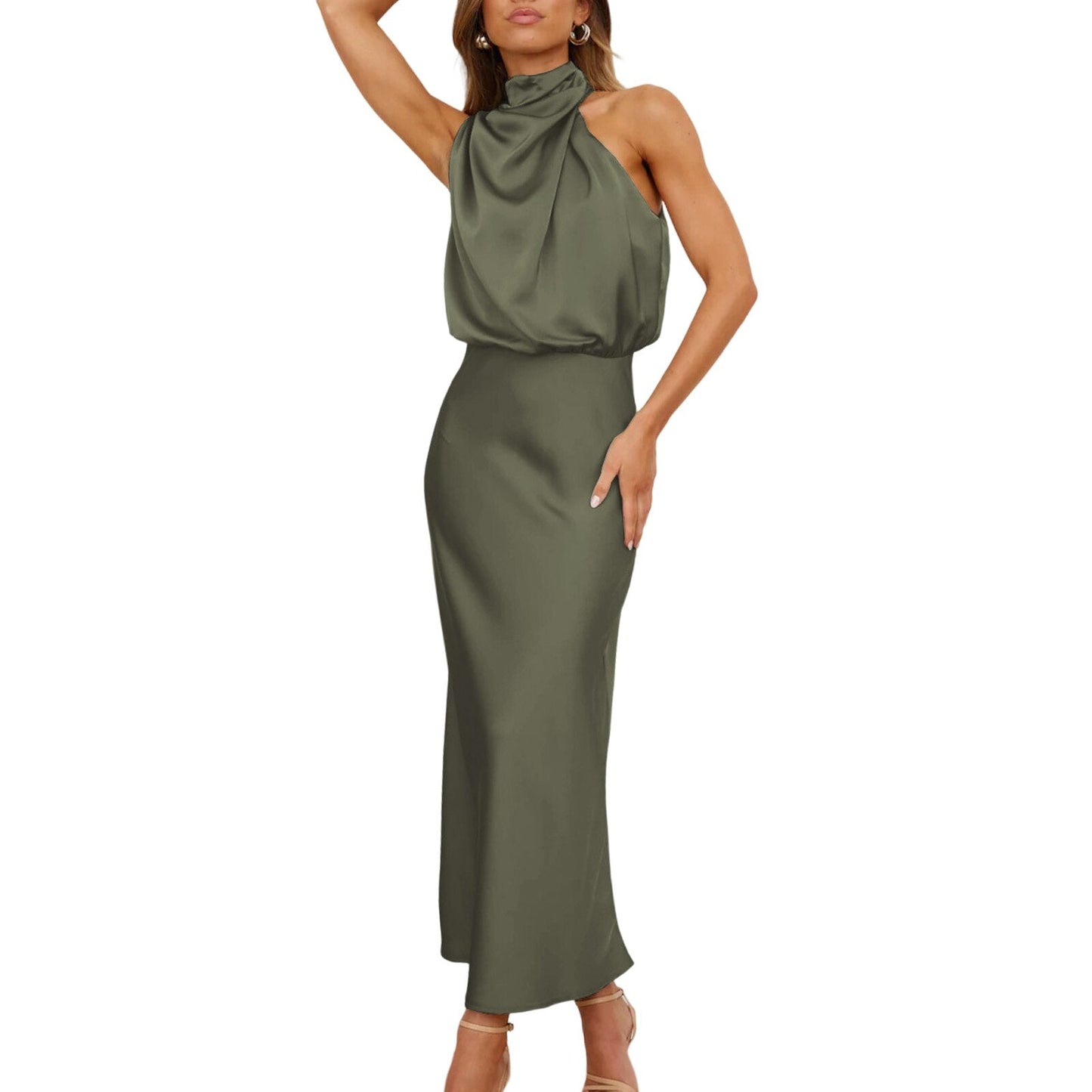 JuliaFashion-Fashion Halter Cocktail Party Maxi Dress