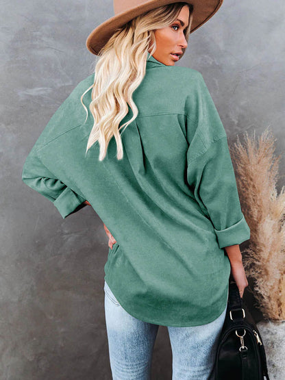 JuliaFashion - 2024 Women Long Sleeve Fashion Solid Pockets Outwear Casual Shirt