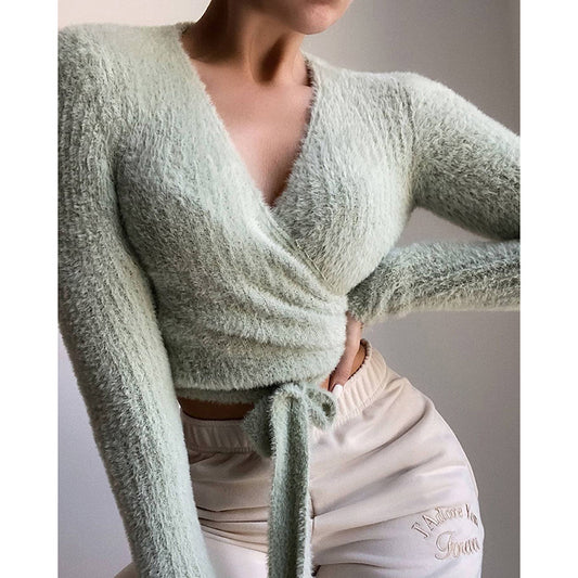 Fashion Casual V Neck Long Sleeve Pullovers Sweater