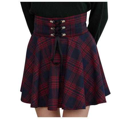 JuliaFashion-Gothic Punk Plaid Zipper Mini Skirt