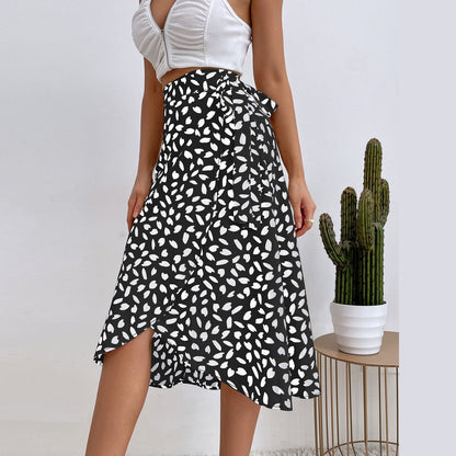 JuliaFashion-Irregular Hem Pleated Skirt