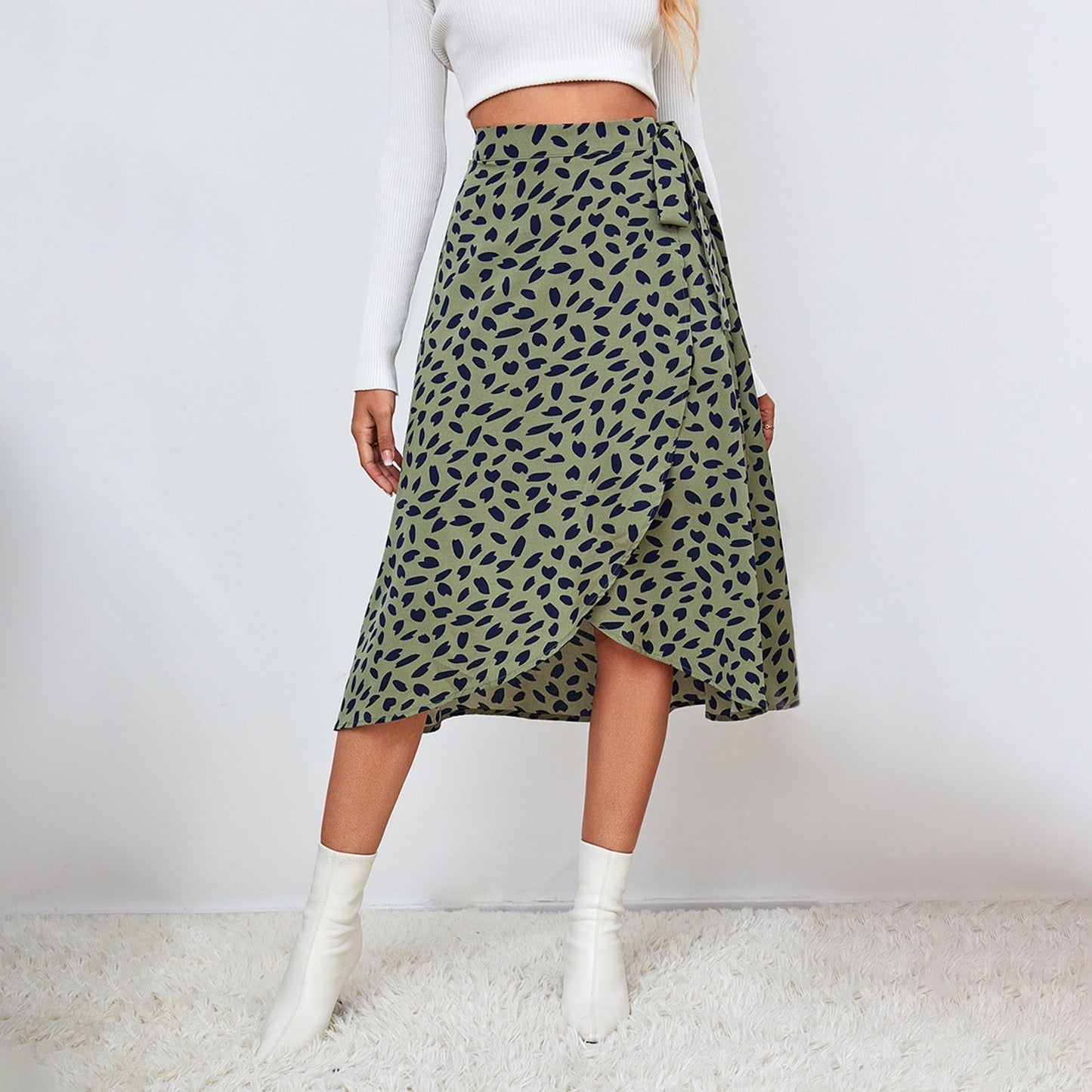 JuliaFashion-Irregular Hem Pleated Skirt