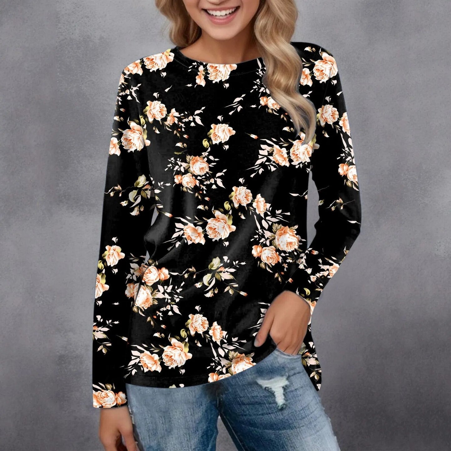 JuliaFashion - 2024 Streetwear Cotton Crew Neck Blouse