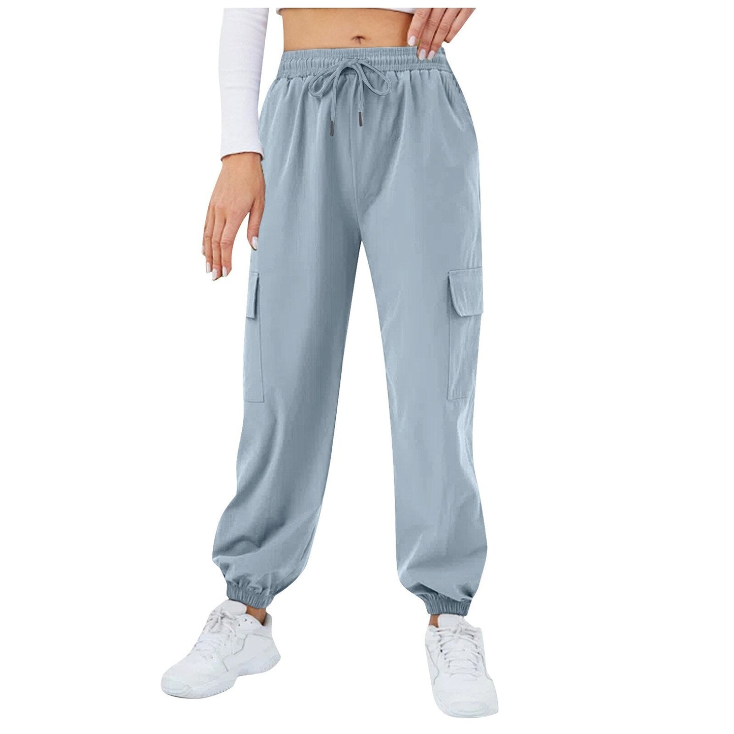 JuliaFashion-Casual Mid Waist Baggy Cargo Pants