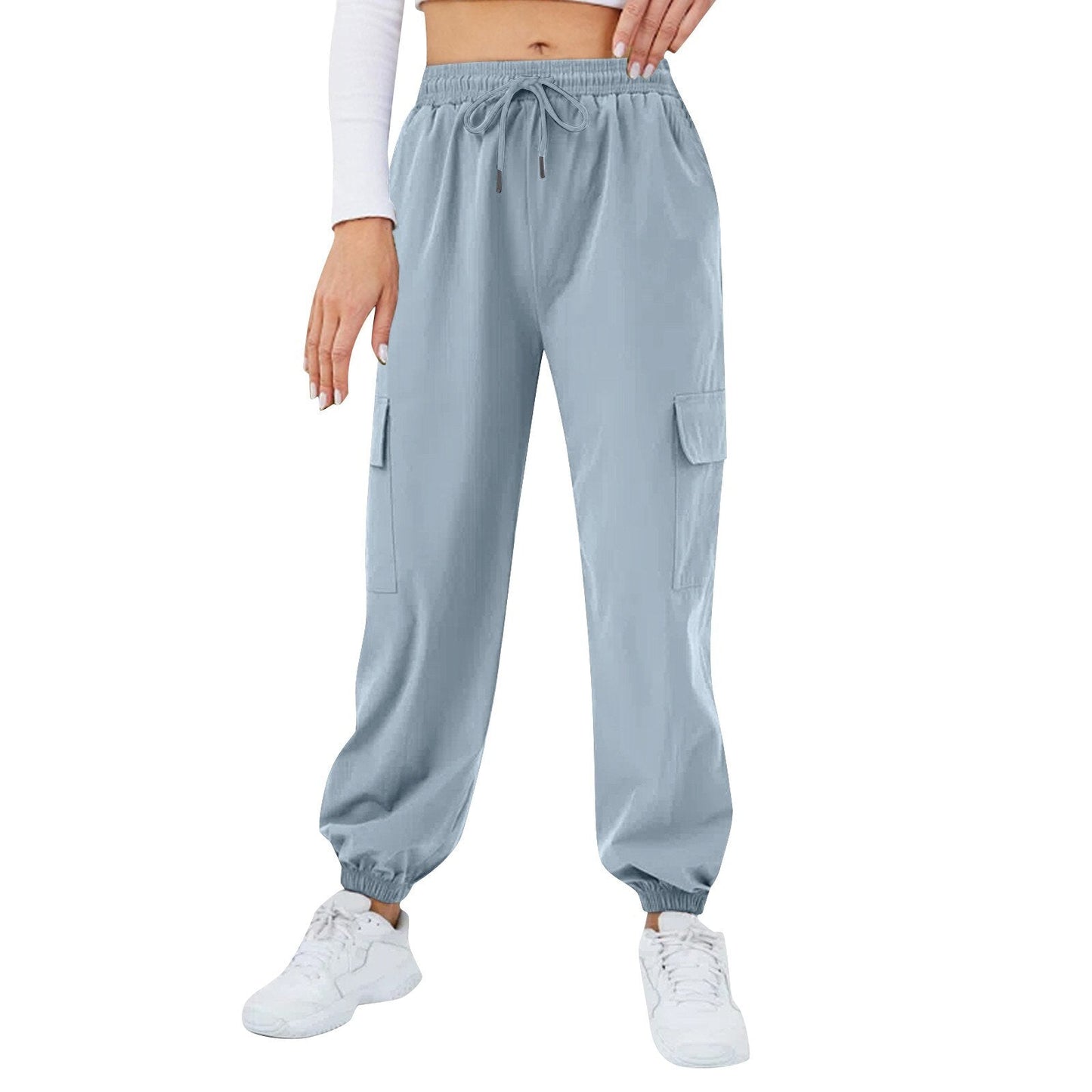 JuliaFashion-Casual Mid Waist Baggy Cargo Pants