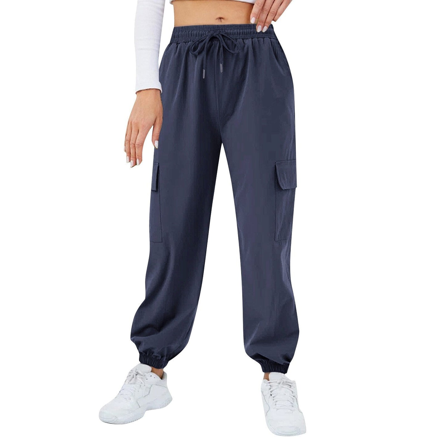 JuliaFashion-Casual Mid Waist Baggy Cargo Pants