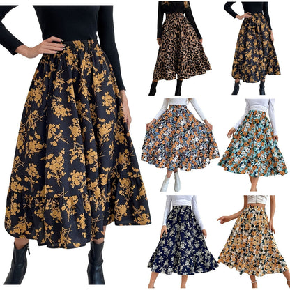 JuliaFashion-Bohemian Geometric Print High Waist A-line Skirt